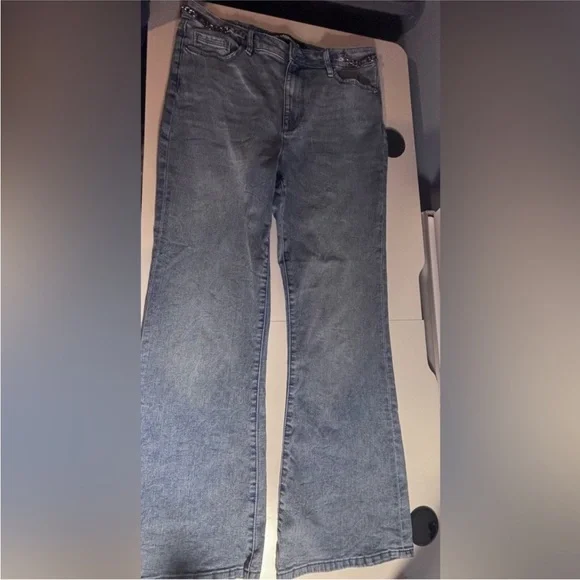 Karl Lagerfeld Women's Blue Wide Flare Jeans - Picture 2 of 4